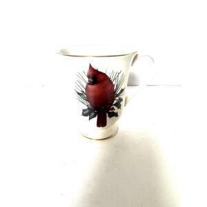 Lenox Winter Greetings Cardinal Carved Pedestal Mug 12oz with Gold Trim